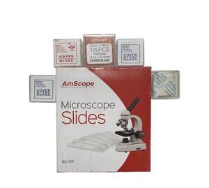 New AmScope 72pc Ground Edges Slides with 500 18mm Cover Slides